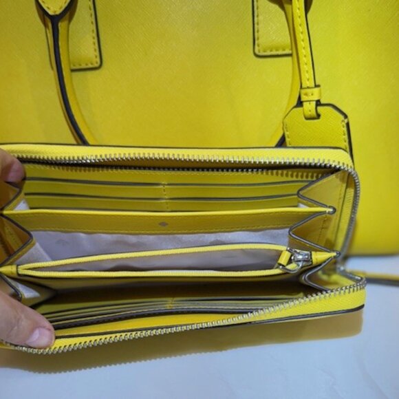 Kate Spade Cameron Medium Satchel Crossbody Yellow w/matching wallet - Picture 4 of 4